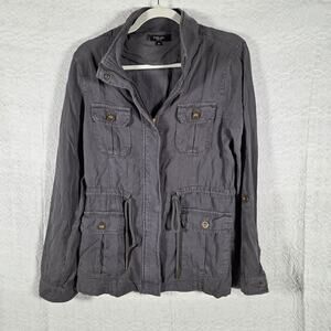 Black Label C’est Toi Utility Jacket Womens M Gray Lyocell Military Anorak Cargo
